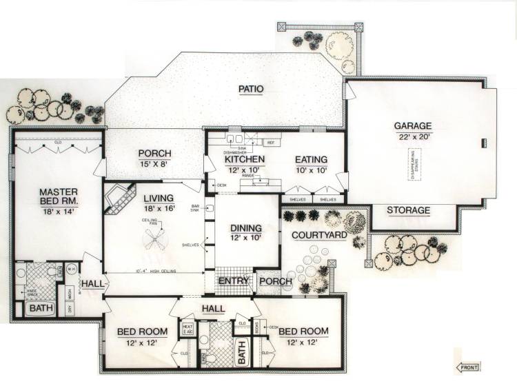 Floor Plan image of Hampton House - 1505 House Plan